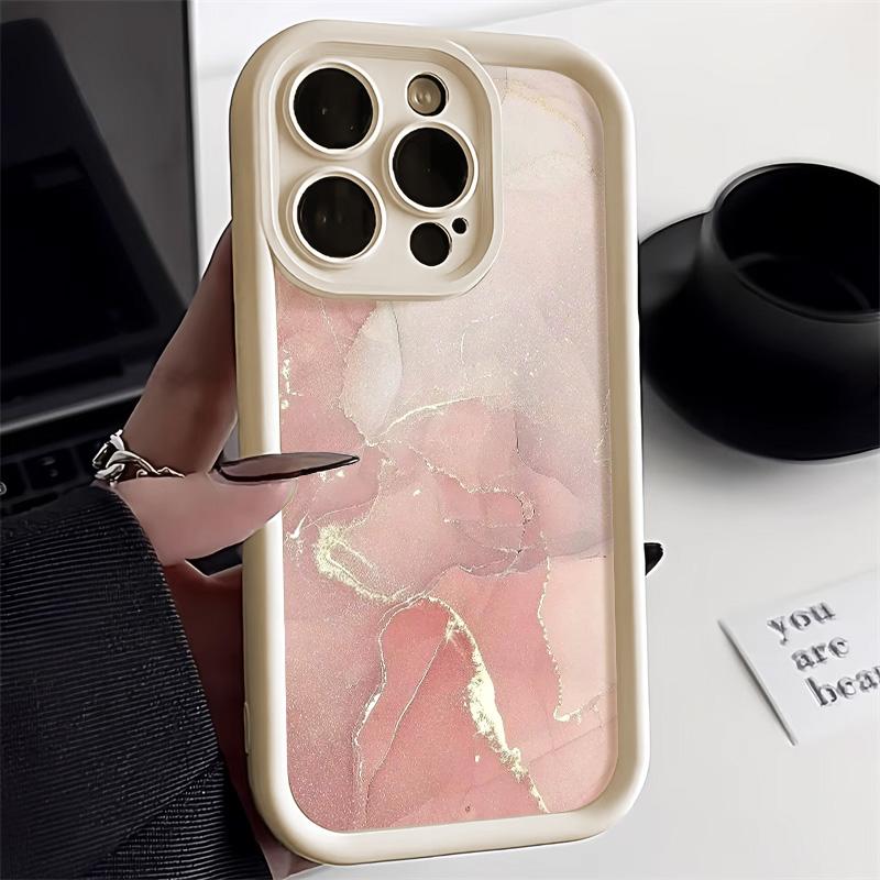 Soft silicone brown marble case, suitable for iPhone17 16 15 14 13Pro Max 12 11, luxury gold foil shockproof protective cover iphone 14