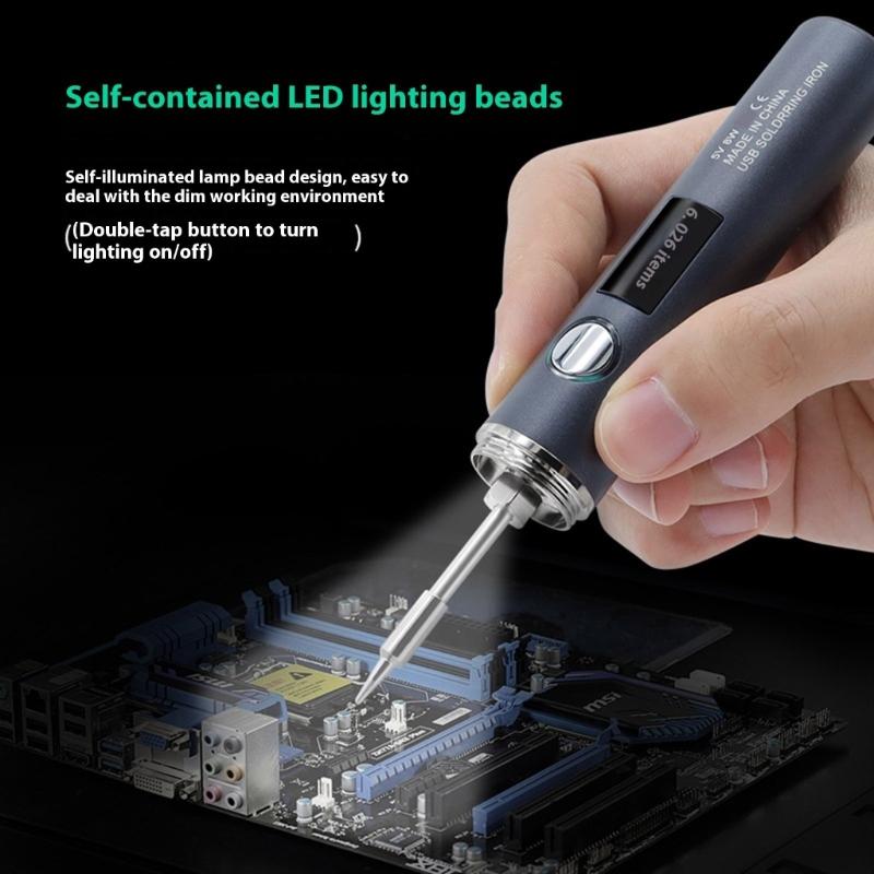 USB Soldering Iron Adjustable Temperature Rapid Heating Welding Tool for Home Repairs and Small Electronics Projects
