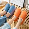 Winter cotton slippers bag heel wear plush shoes with plush home indoor thick sole soft removable shoes