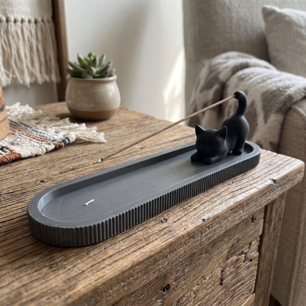 Mobile Cat Black Cat Incense Stick Holder 3D Printed Cat Incense Tray Yoga Room