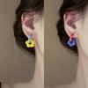 1pair Dopamine Flower Earrings Gold Color Circle Hoop Earrings Sweet Fashion Jewelry  Gift