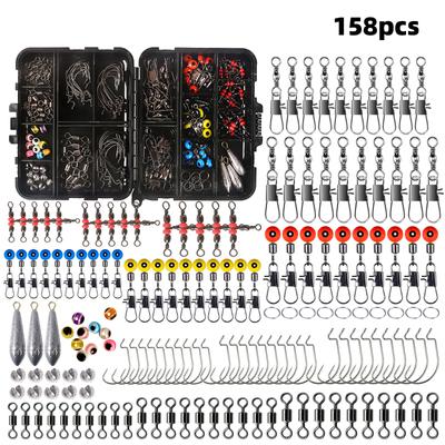 158Pcs Fishing Swivels Kit High-Strength Fishing Tackle Box with Barrel Swivels Ball Bearing