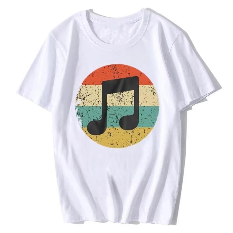 

Musician TShirt Retro Notes Icon TShirt Music Shirt Style Casual Wear T Shirt Cotton Tees Harajuku Clothing S
