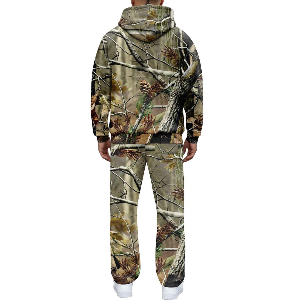 Men's Camouflage Hooded Sweatshirt And Sweatpants Casual Sports Suit