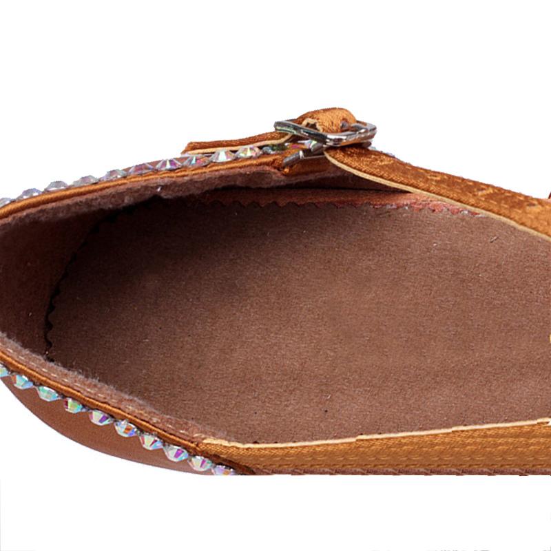 Femei Fete Pantofi de dans latino din satin Salsa de bal Cu toc joasă cu strass Copii Pantofi de dans