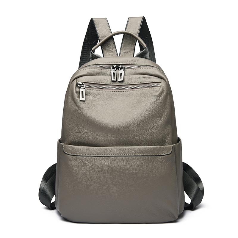 100% Genuine Leather Women Backpacks Functional Multi Pockets Shoulder Bags Versatile Fashion Cowhide Daily School Back Pack Sac