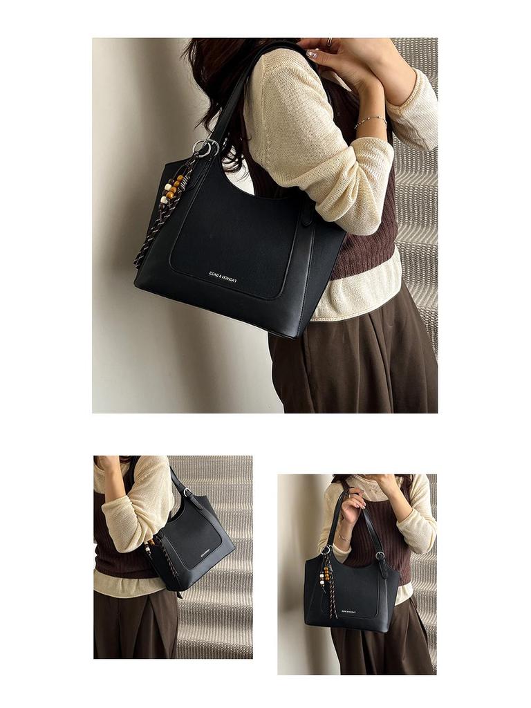Herbst/Winter Retro Schulter-Eimerbeutel mit großem Fassungsvermögen - Modische Damenhandtasche für den Weg zur Arbeit