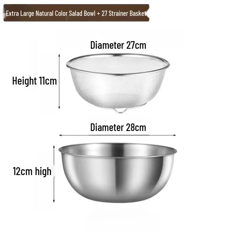 

Food-Grade Stainless Steel Salad Bowl & Drainer Set