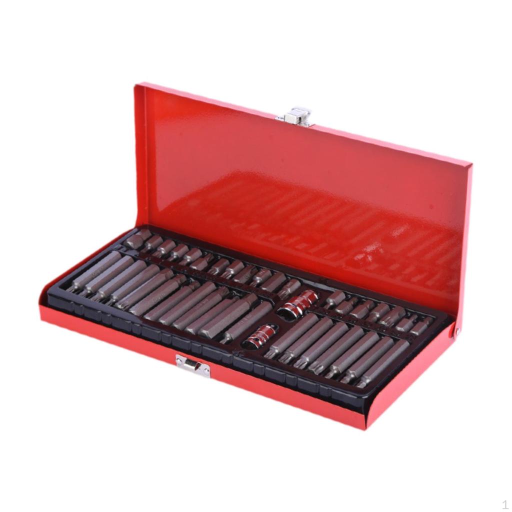 40 Pieces Hex Socket Bit Tool Set with Case for Automotive Heavy Duty 1/2inch 3/8inch Drive Alloy