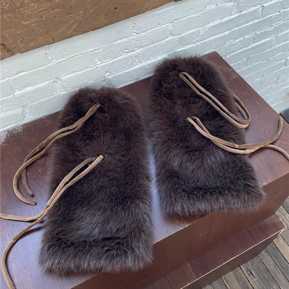 

Bow Tie Plush Leggings Boots Cover Harajuku Pilled Calf Socks Women Fashion кофейный