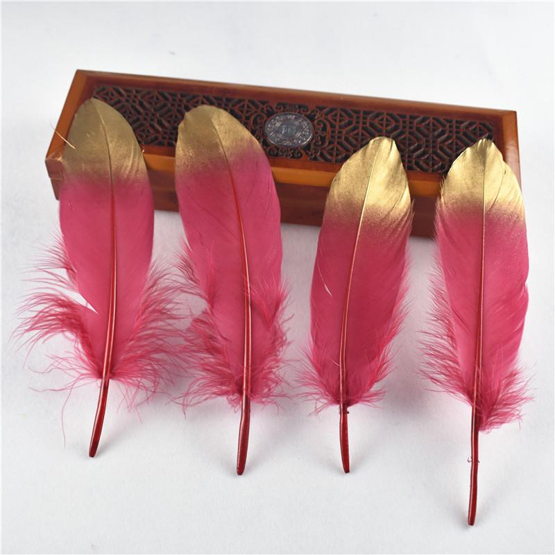 50Pcs Dip Golden Head Goose Feathers 15-20cm/6-8" Gold Feathers Natural Pheasant Feather for Crafts Assesoires Plume Decoration