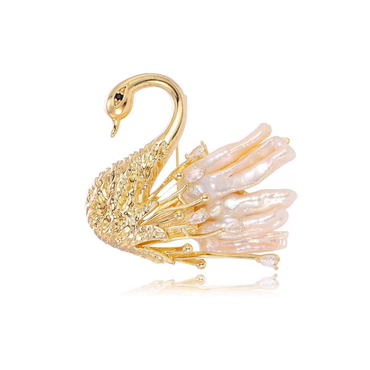 

High-End European & American Swan Brooch - Creative, Simple Diamond-Inlaid Accessory for Versatile Suit & Shirt Decoration