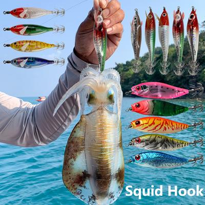 1PCS Squid Bait 55mm 5.5g UV Squid Jig Artificial Bait Sea Fishing Lure Fishing Bait for Webfoot Octopus EGI Cuttlefish Fishing