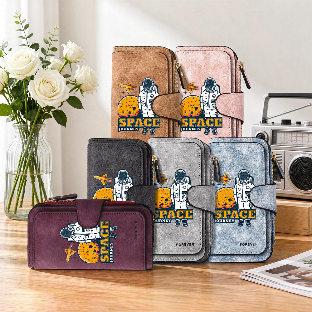Stylish Astronaut Printed Wallet Portable Multi Card Holder Fashion Casual Daily Purse