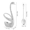 Stainless Steel Spoon Tableware Kit with Zinc Alloy Swan Shape Holder Storage OrganizerSilver