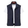 Vest for Men Lapel Sleeveless Vest Coat Multiple Pockets Zipper Placket Waterproof Men Cargo Mountaineering Waistcoat