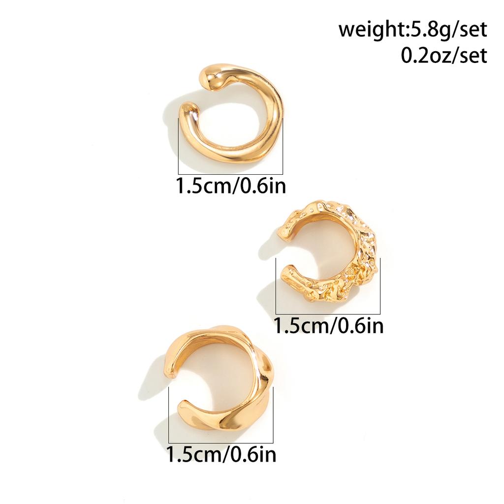 Set da 3 Pezzi Orecchini a Clip Metallici Chunky Senza Foratura Orecchini Geometrici Ear Cuff per Donne Ragazze Gioielli Y2K alla Moda