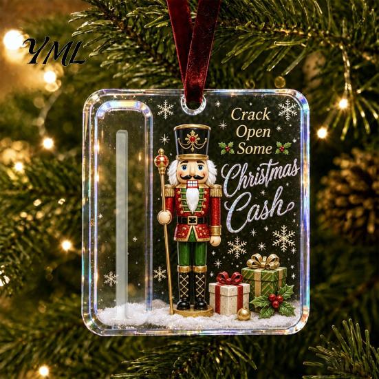 Customizable Holiday Gift Holders 2Pcs Christmas Cash Holder Ornament, Acrylic Money Hanging Decor with Santa Claus Ornaments Snowman Design,