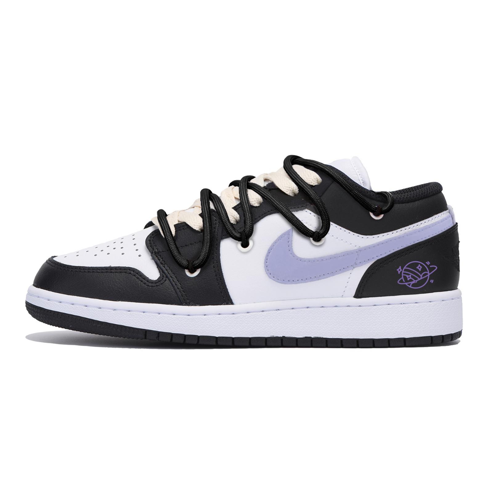 

Jordan Air Jordan 1 Abrasion Resistant Slip Resistant Low top Vintage Basketball Shoes Men s Black Purple 553558-131(Team85-) 44