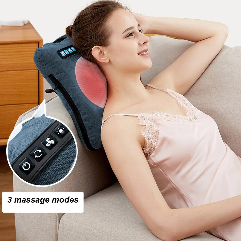 Neck Waist Massage Pillow 3 Modes Hot Compress Vibration Electrical Cervical Shoulder Massage Cushion