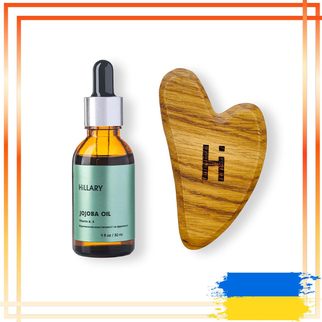 

Скребок гуаша для обличчя дерев яний + Органічне масло жожоба