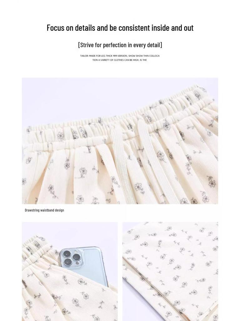 Women's Korean Floral Print High-Waist Loose Drape Pants: Summer Slimming Wide-Leg Trousers