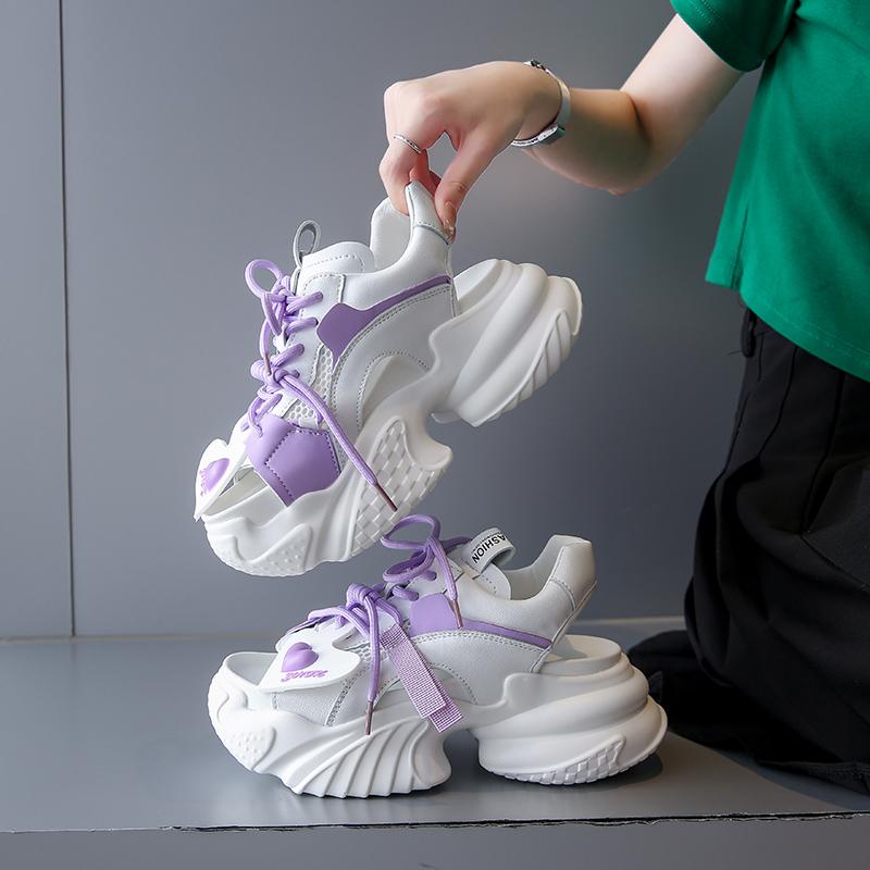 fashion High Platform Sandals Women 2024 Summer Breathable Wedges 6CM High Heels Ladies Mesh Sneakers Chunky Slippers Sandalias Mujer