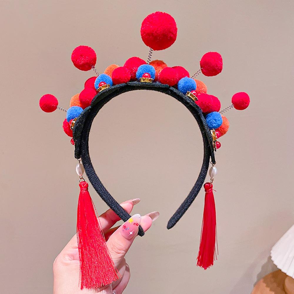 Tassel Chinese New Year Headwear Tang Suit Hair Hoop Hanfu Headwear Beijing Opera Headband  Girls