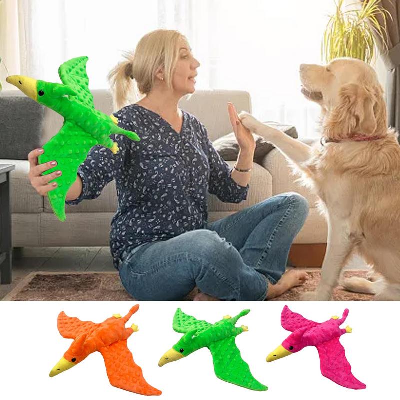 Pterodactyl Dog Toy Pterosaur Design Plush Toys For Aggressive Chewers Dog Treat Toy Squeaky Plush Dog Toy Puppy Chew Toys arancione