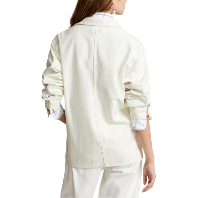 Polo Ralph Lauren SS24 Solid Color Loose Fit Long Sleeve Jacket Women Jacket White WMPOOTWN5V20236-101