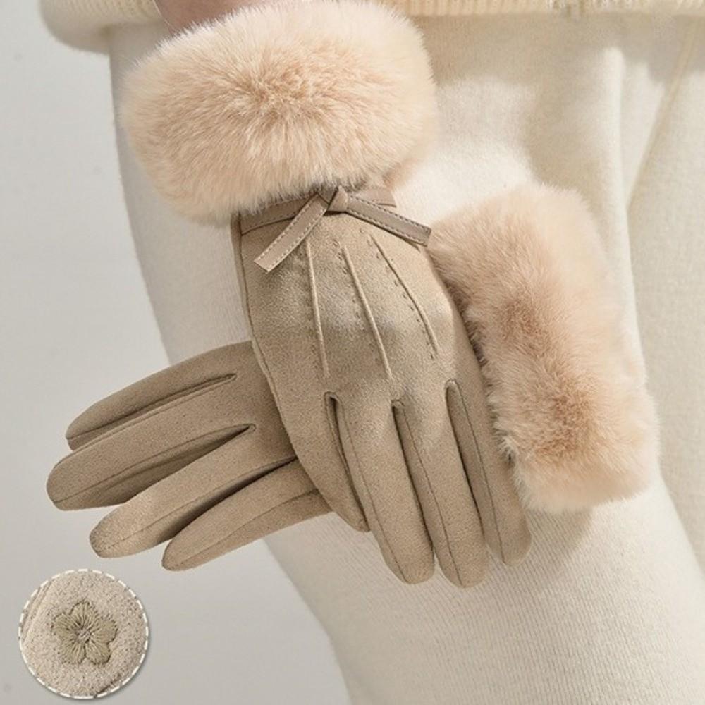 Plush Wrist Touch Screen Gloves Suede Winter Gloves New Cycling Gloves  Outdoor Activities
