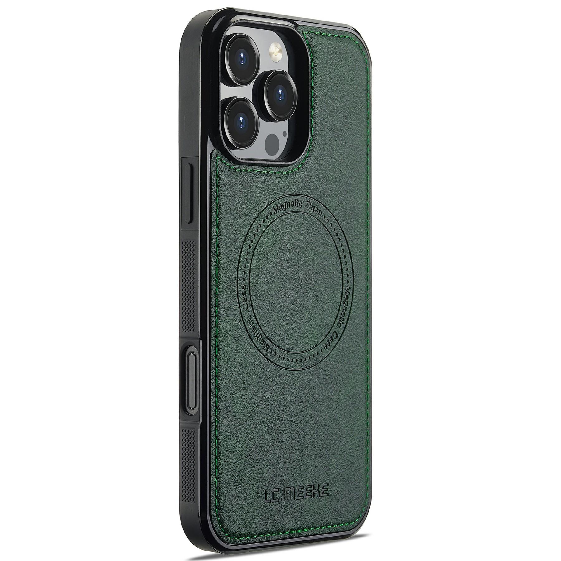 

LC.IMEEKE For iPhone 16 Pro Magnetic Case Compatible with MagSafe Leather+TPU Back Cover Green