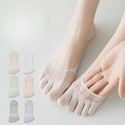 Five-finger Socks, Women's Boat Socks, Summer Thin Modal Mesh Breathable Invisible Toe Separation Socks, Solid Color Toe Ankle Socks
