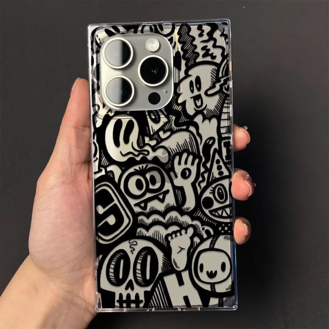 

Waving Graffiti Monster Square Shell 16 ProMax Phone Case for iPhone 15 14 Plus New 13/12/11 Pro Max iphone 11 ProMax