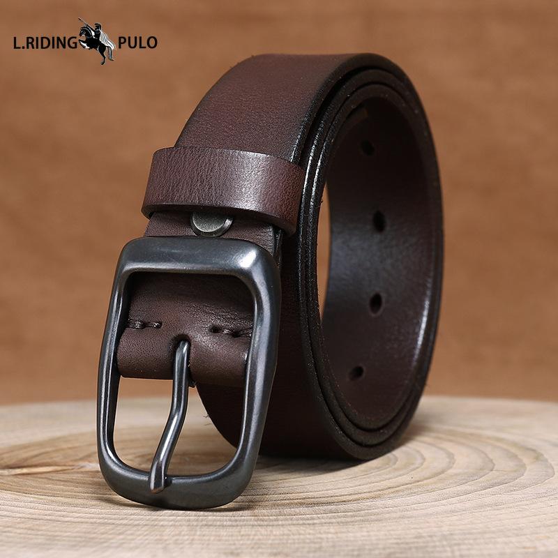 Men's Top Layer Pure Cowhide Belt Genuine Leather Pin Buckle Retro Fashion Trend Jeans Belt