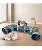 Azul Três Maneiras Túnel de Brincadeira para Animais de Estimação Cubos Dobrável Barril de Exercício Curvado Gato Gatinho Tenda Interna Treinamento de Gatinho Brinquedo Interativo Divertido