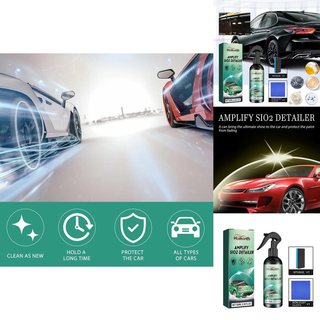 Homonth Car Cleaning And Shine Spray With Scratch Removal And Stain Restoration 100ml Cloth And Sponge Included For Ultimate Auto Care