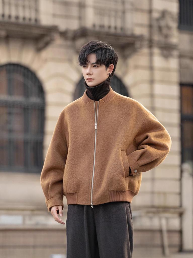 Hochwertiger Wollmantel für Herren - Herbst/Winter 2025 Stehkragen Kurze Jacke