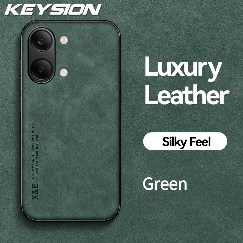 KEYSION Luxury Retro PU Leather Phone Case for Xiaomi POCO X8 Pro Silicone+PC Shockproof Phone Back Cover for POCO X8 Pro Max