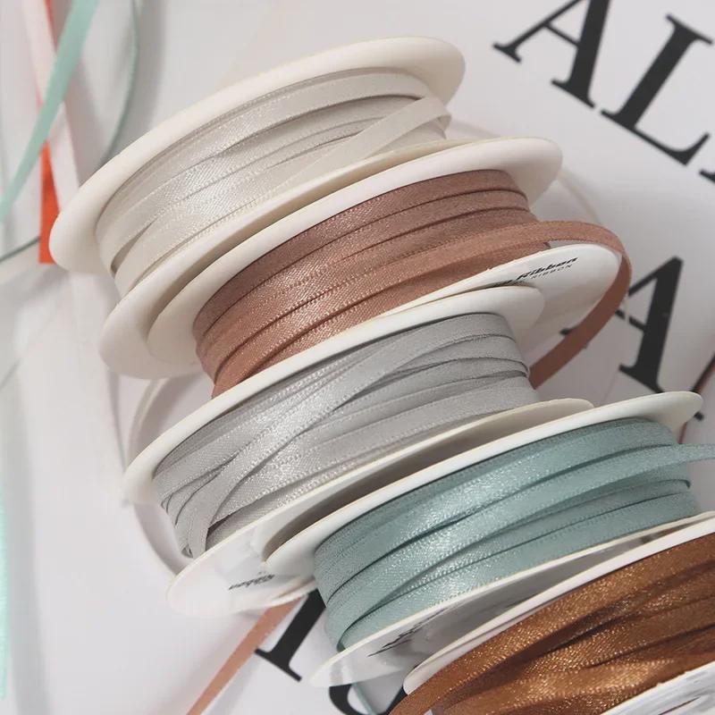 3mm Double-Sided Satin Silk Ribbon for DIY Gifts, Bows, Bouquets, and Baking Packaging