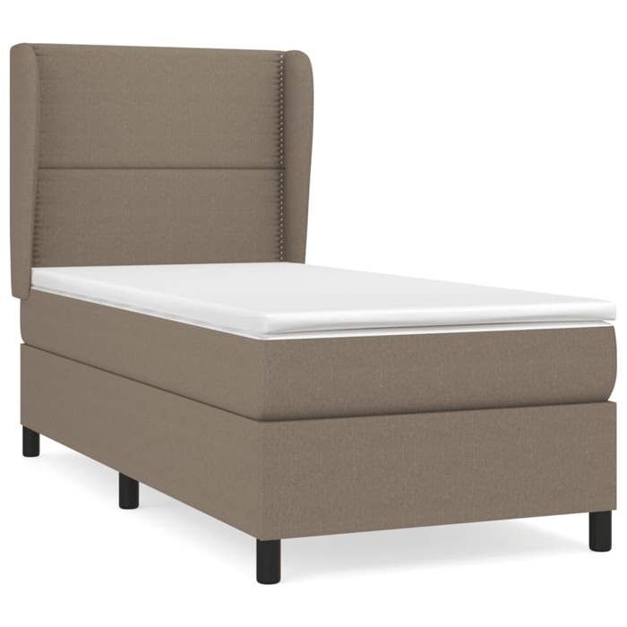 3127849 vidaXL Lit à sommier tapissier avec matelas Taupe 90x190 cm Tissu