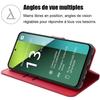 Coque - E.F.Connection - pour Xiaomi Redmi Note 13 Pro 5G - Rouge - Cuir PU - Porte-cartes - Support - avec 2 Verres Trempés