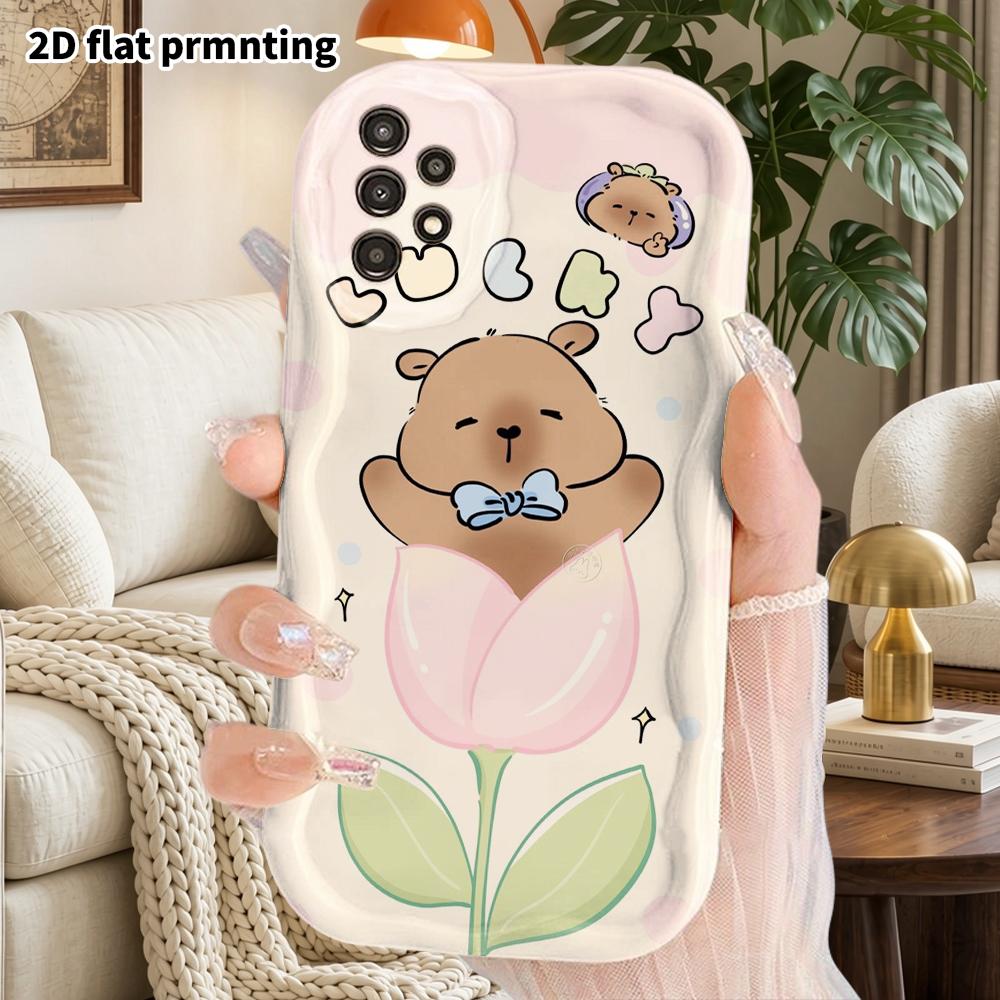 Phone Case: 2D Flat Samsung Galaxy A34 A35 M05 M06 S20 S22 S21 FE Plus 5G Protective Case, Couple Style, Tulip Capybara, Christmas and Halloween Gift