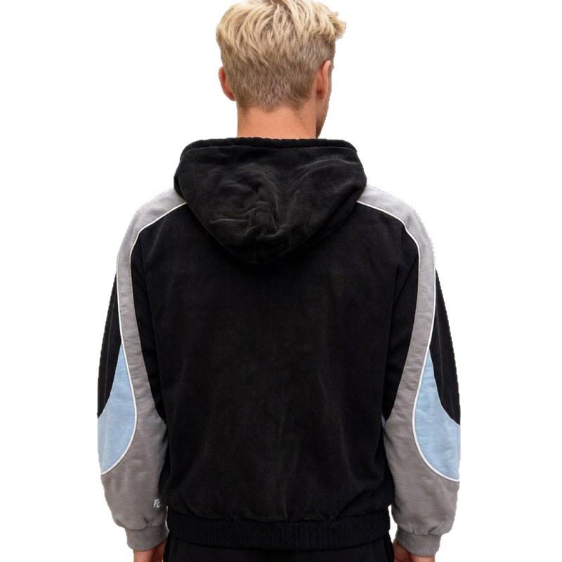 Unisex Hooded Sweatshirt With Patchwork Print Design Loose Fit Streetwear Teens Adults