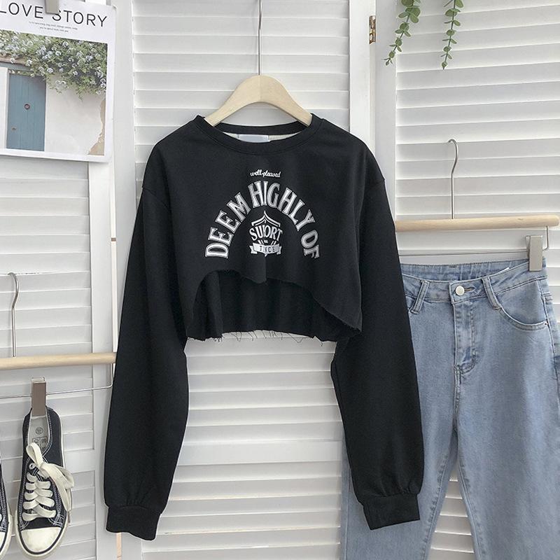 Female Student Hoodie Thin Loose Short Two-piece Vest Top