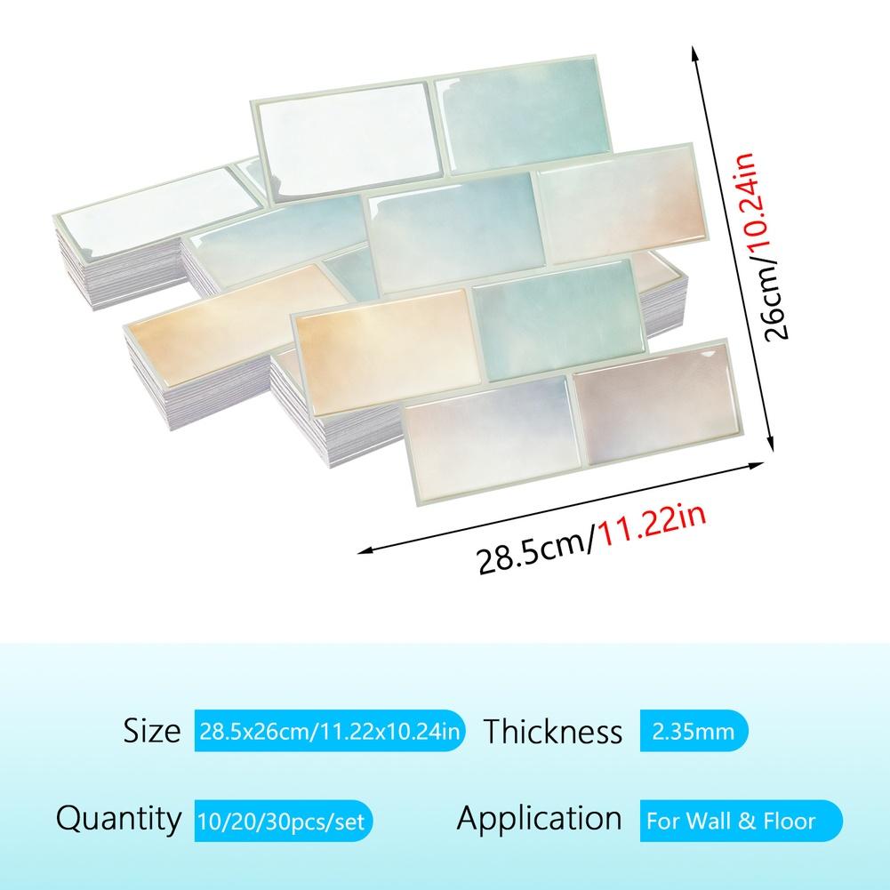 Beige Modern PVC On Wall Decals for Kitchen Walls Waterproof Minimalist Brick Pattern 28.5 28.5 26cm 10pcs Set
