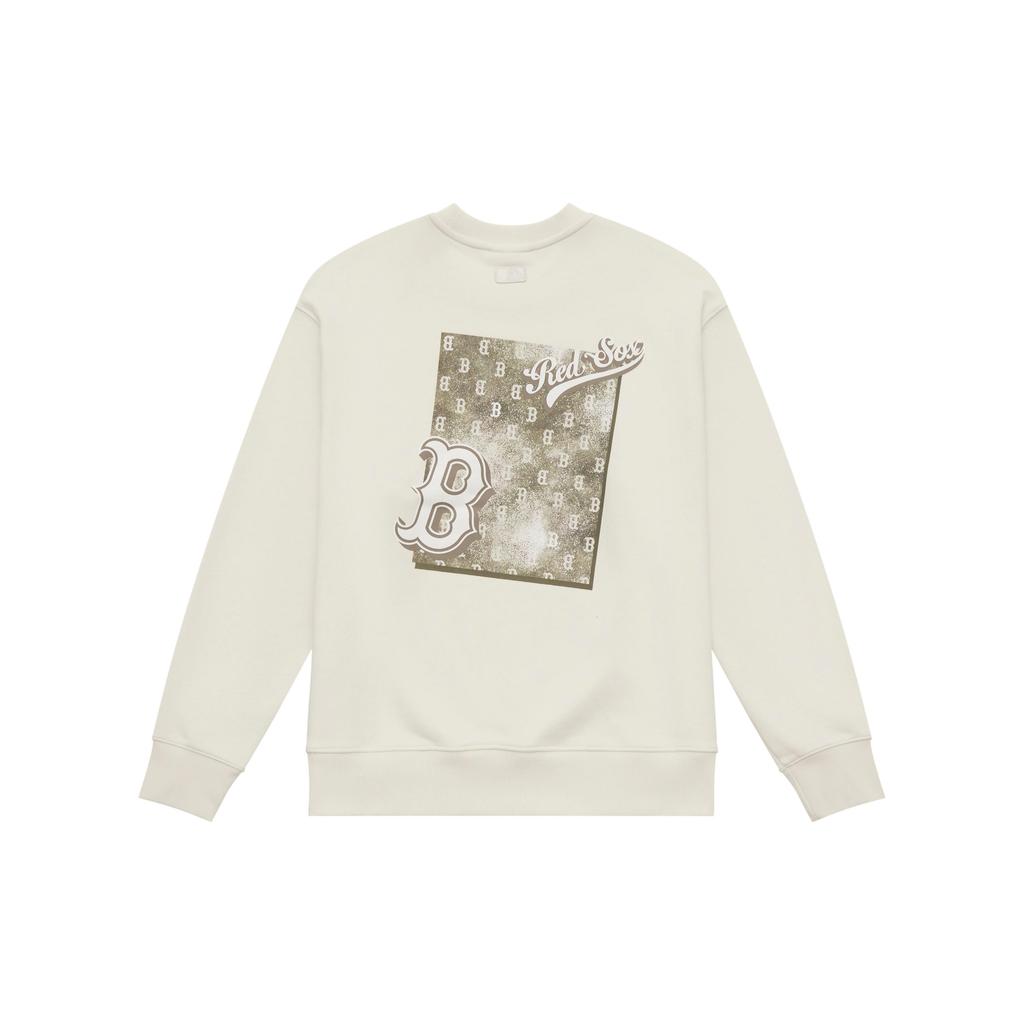 MLB MONOGRAM Collection Boston Red Sox 24FW Long Sleeved Crew Neck Sweatshirt Unisex Linen Cream 3AMTM1544-43CRM