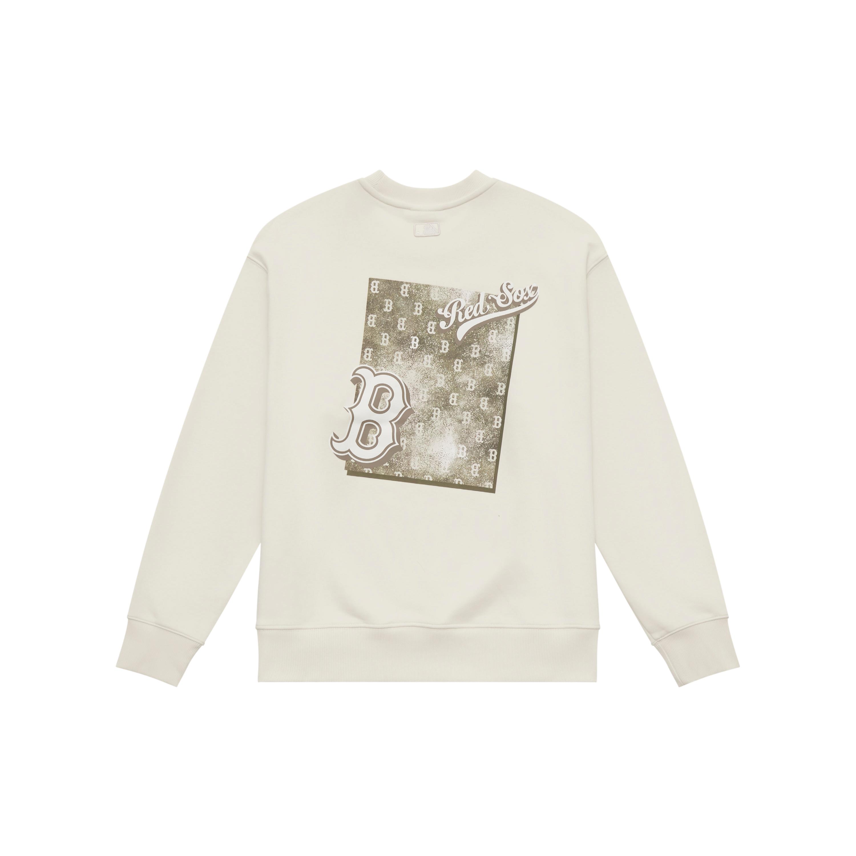 MLB MONOGRAM Collection Boston Red Sox 24FW Long Sleeved Crew Neck Sweatshirt Unisex Linen Cream 3AMTM1544-43CRM XS