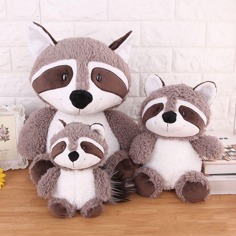 Adorable Big Tail Gray Raccoon Plush Doll Soft Stuffed Animal For Childrens Gift
