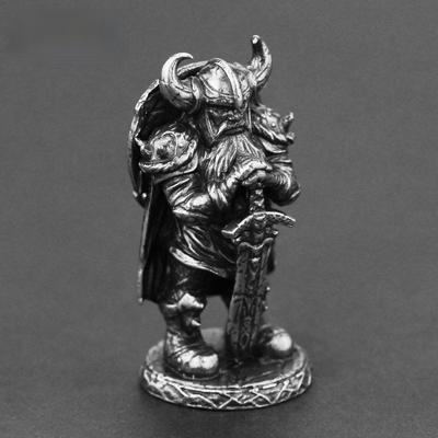 White Copper Viking Swordsman Figurines Miniatures Metal Brass Solider Desktop Ornament Craft Decoration Accessories Toy